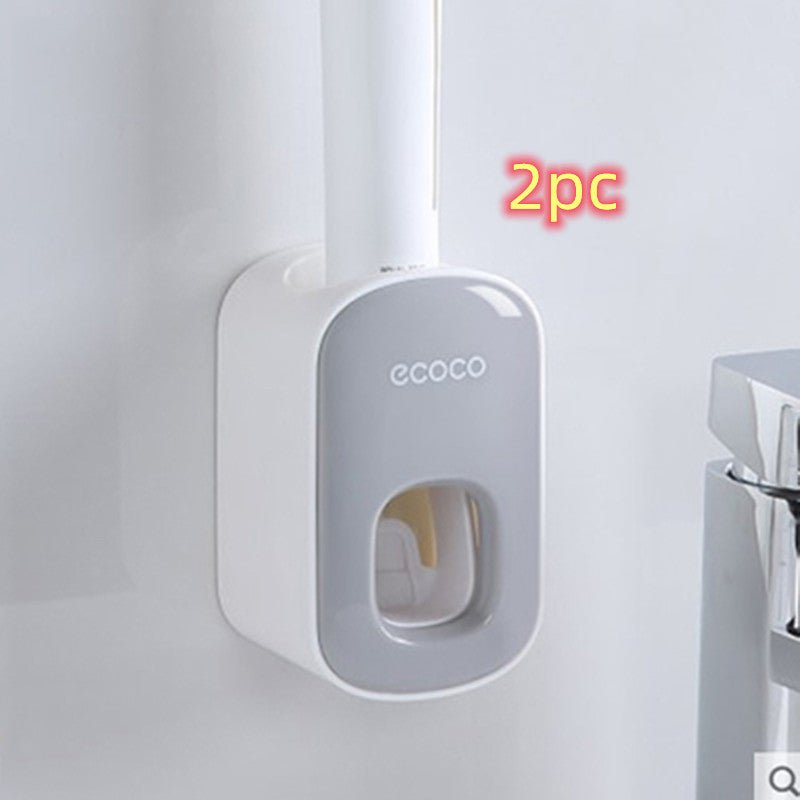 Automatic toothpaste dispenser wall mounted with toothbrush holder - Qoveri