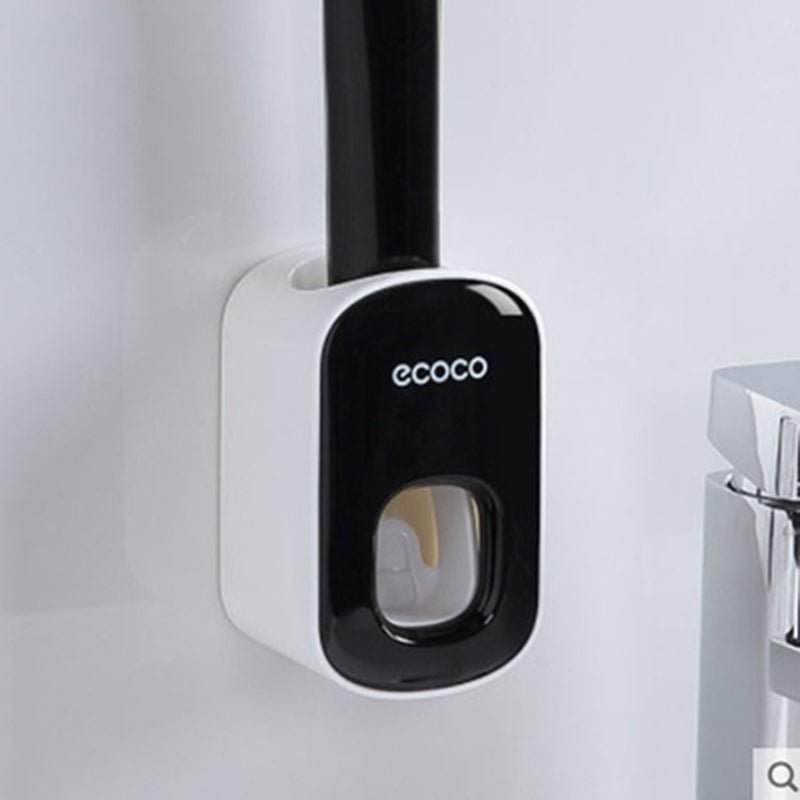 Automatic toothpaste dispenser wall mounted with toothbrush holder - Qoveri
