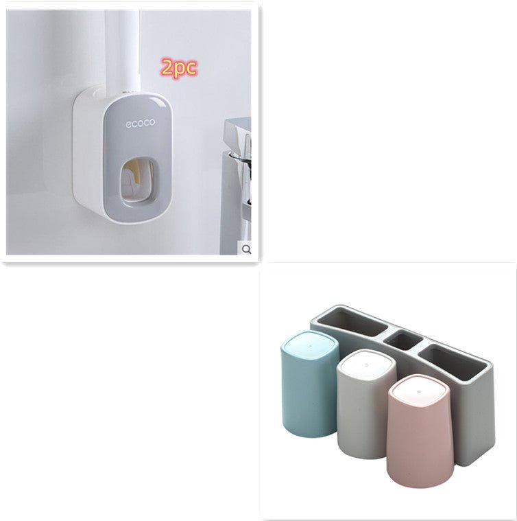 Automatic toothpaste dispenser wall mounted with toothbrush holder - Qoveri