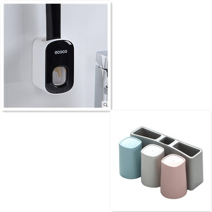 Automatic toothpaste dispenser wall mounted with toothbrush holder - Qoveri