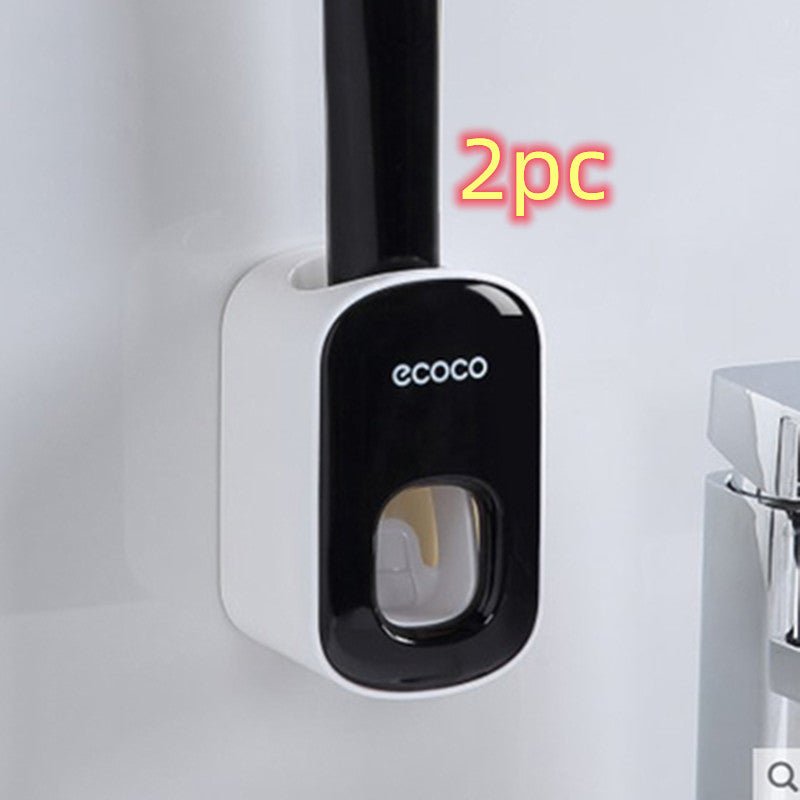 Automatic toothpaste dispenser wall mounted with toothbrush holder - Qoveri